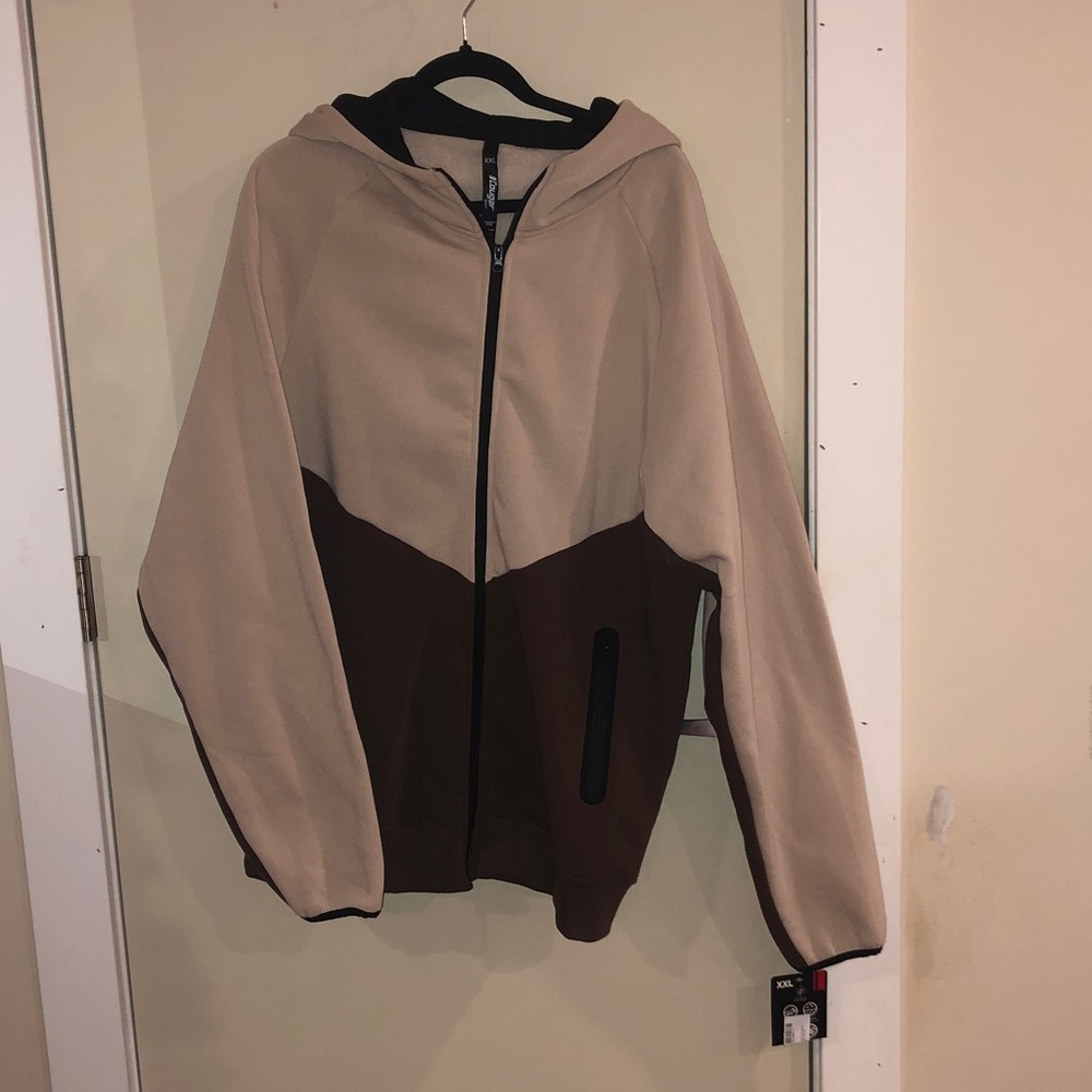 Cougar Beige and Dark Brown Men's Fleece Jacket